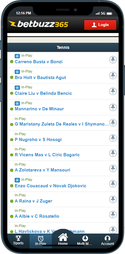 Betbuzz365 tennis betting platform with Grand Slam and ATP Masters markets